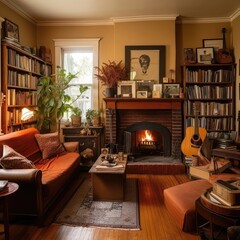 Embracing Serenity: A Warm Cozy Living Room Retreat. Generative AI 9