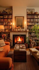 Embracing Serenity: A Warm Cozy Living Room Retreat. Generative AI 4