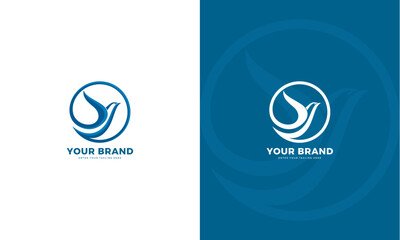 Flying bird round logo, vector graphic design