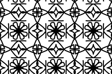 Handwritten black white line abstract wall pattern seamless background