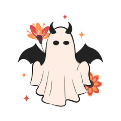 Cute Halloween Ghost Illustration