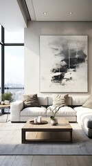 Minimalist Elegance: A Contemporary Gallery of Modern Minimalist Living Room. Generative AI 10