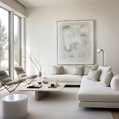 Minimalist Elegance: A Contemporary Gallery of Modern Minimalist Living Room. Generative AI 7