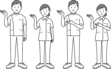 案内をする看護師男女
