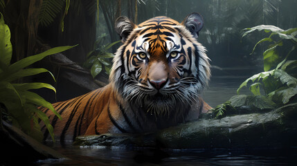 Fototapeta na wymiar Bali Tiger in nature