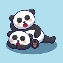panda sleeping cute cartoon vector animal illustration