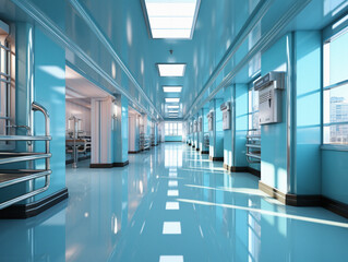 Fototapeta premium Hospital Hallway Reception Clinic - Unfocused Background AI Generated