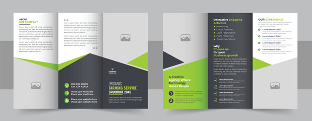 Modern Lawn Care Trifold Brochure Template, Gardening, Landscaper or Agro firming services Tri fold Brochure