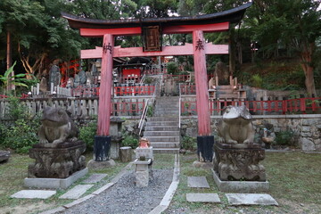 The scene of subordinate shrines in the precincts of Fushimi-inari-taisha Shrine in Kyoto city 京都市の稲荷大社境内にある末社群の風景　