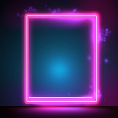 Glowing neon lighting frame with cyan and pink background, Generative AI