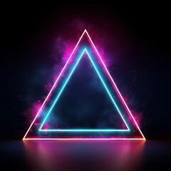 Triangles neon lights frame, Generative AI