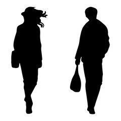 set silhouettes of career men and women