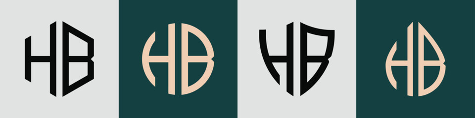 Creative simple Initial Letters HB Logo Designs Bundle.