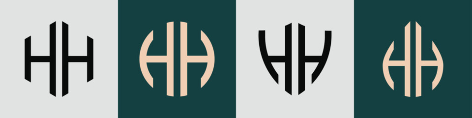 Creative simple Initial Letters HH Logo Designs Bundle.
