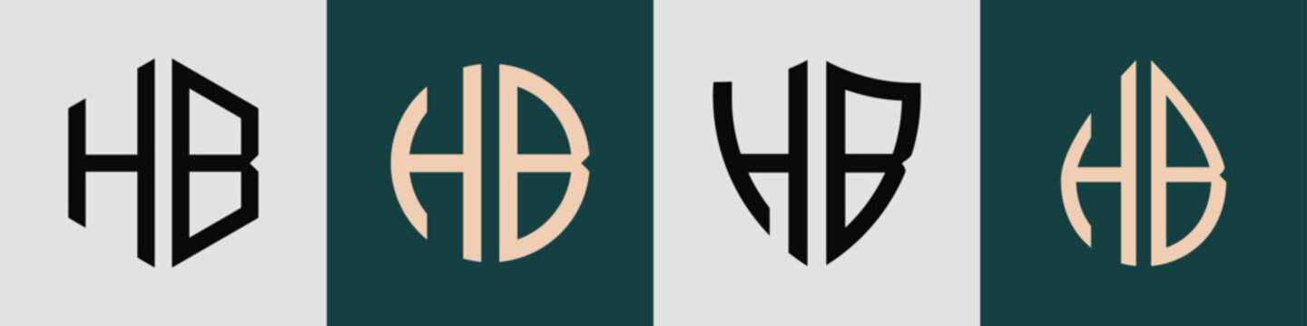 Creative simple Initial Letters HB Logo Designs Bundle.
