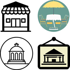 set of cafe and canteen icon vector