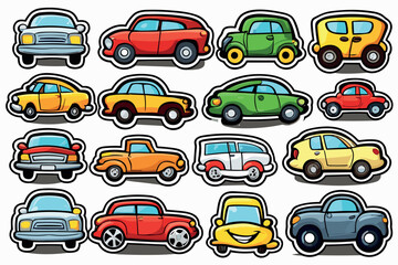 Vintage car stickers and travel car illustration