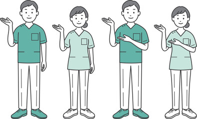 案内をする歯科医男女