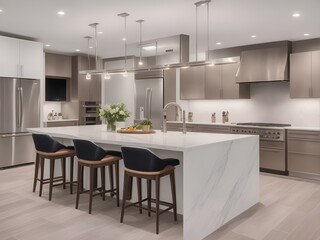 modern kitchen interior with dining table and chairs 