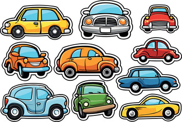 Vintage car stickers and travel car illustration