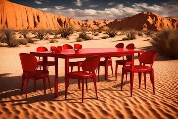 table and chairs in the desert