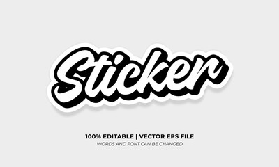 Sticker Black and White Editable Text Effect, Editable Font Style Theme