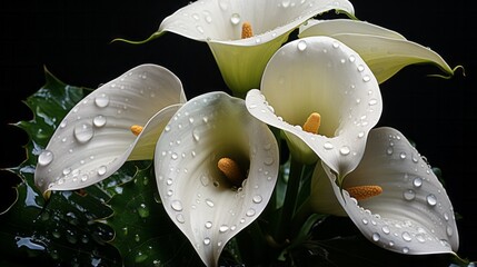 Lillies. Covered in dew. - obrazy, fototapety, plakaty