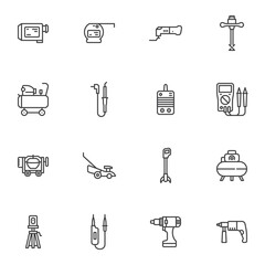 Power tools line icons set