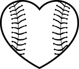 Baseball shaped heart clipart vector. Heart with baseball symbol	