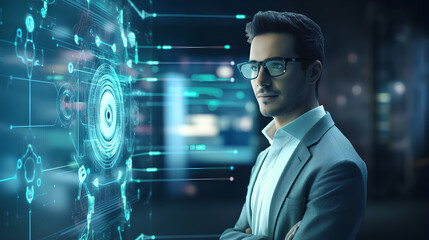 Fototapeta premium Businessman with AI