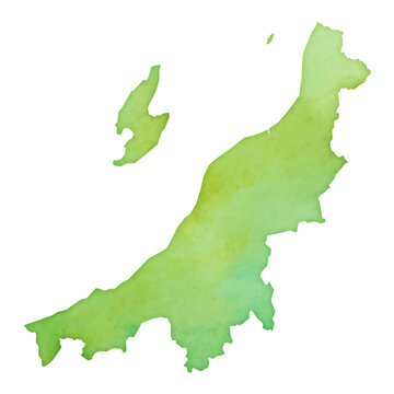 水彩風の新潟県地図のイラスト