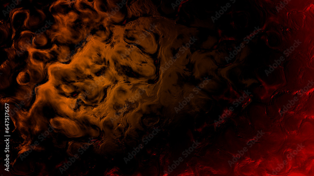 Poster blazing red and orange biological lines forms - abstract 3d rendering