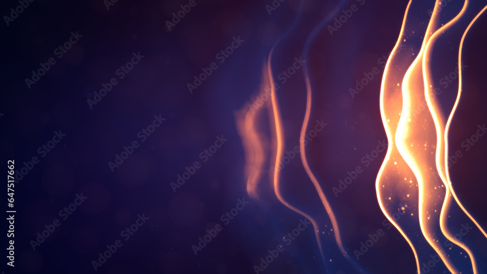 Aufkleber blue and orange lighting winking soft objects - abstract 3d rendering