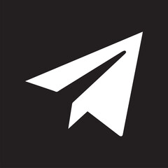 Airplane icon vector. Telegram logo design. Flat Social Media Sign isolated on black background