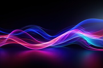 Naklejka premium abstract futuristic background with pink blue glowing neon moving high speed wave lines and bokeh lights. Data transfer concept Fantastic wallpaper