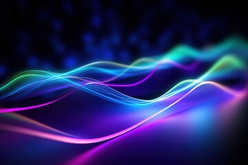 Naklejka premium abstract futuristic background with pink blue glowing neon moving high speed wave lines and bokeh lights. Data transfer concept Fantastic wallpaper