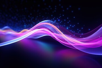Naklejka premium abstract futuristic background with pink blue glowing neon moving high speed wave lines and bokeh lights. Data transfer concept Fantastic wallpaper