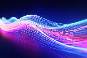 Fototapeta premium abstract futuristic background with pink blue glowing neon moving high speed wave lines and bokeh lights. Data transfer concept Fantastic wallpaper