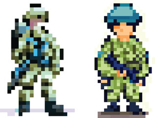 set of soldier icon vector