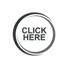 click here sign on white background	