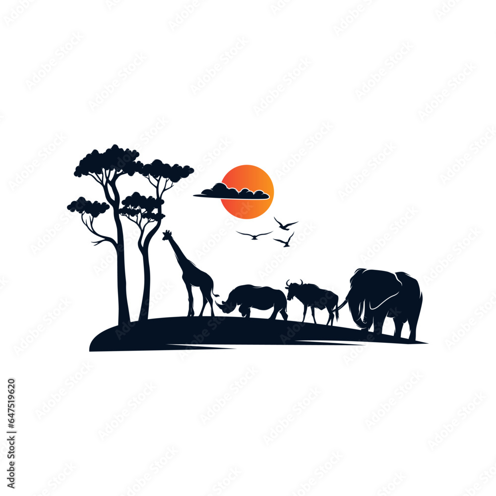 Wall mural Set of animals logo design template