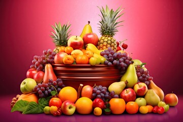 Naklejka na ściany i meble colorful ripe fruits. Generative AI 