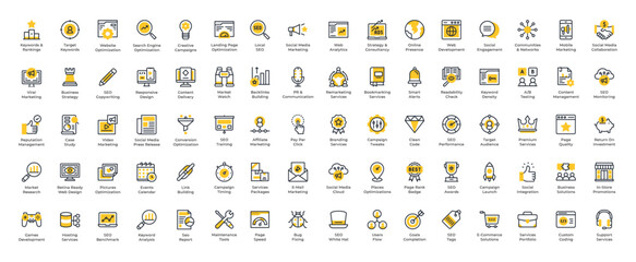 Line SEO Icons. Editable Stroke