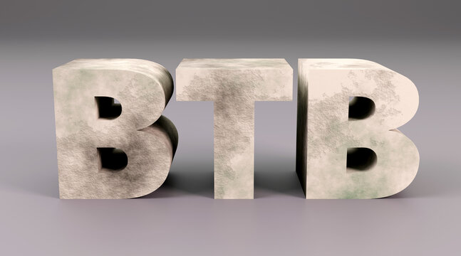 Luxury grey concrete sign btb 3d soft light, smooth background, 3d rendering