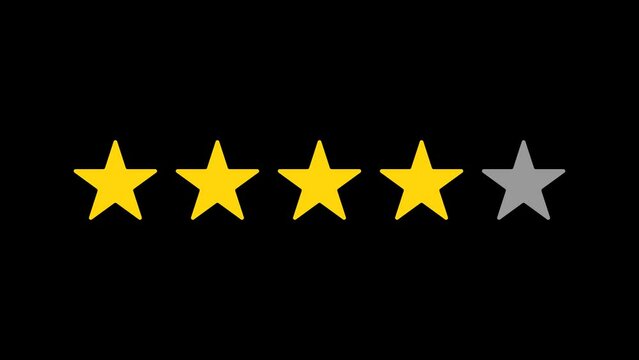 Four star rating review animation. Customer feedback 4 star rating