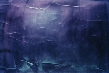 Scratched film texture. Dust noise overlay. Creased worn layer for photo editor. Blue purple color light flare grain on dark wrinkled distressed abstract, Generative AI