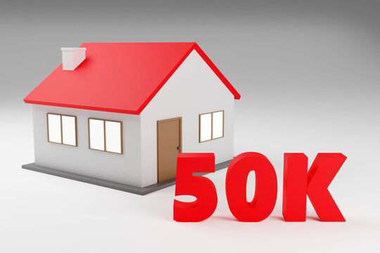 Luxury wireframe house sign 50k online internet media blog followers 3D render illustration