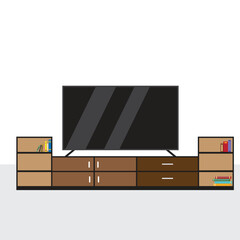 Room at home vector art and illustration. Flat design of room with interiors in home concept art