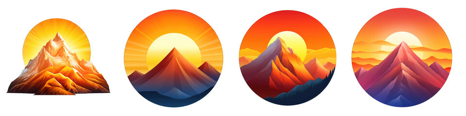 Mountain Sunrise clipart collection, vector, icons isolated on transparent background