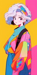 Japanese Animation Style Girl in the 90s,  Generative AI